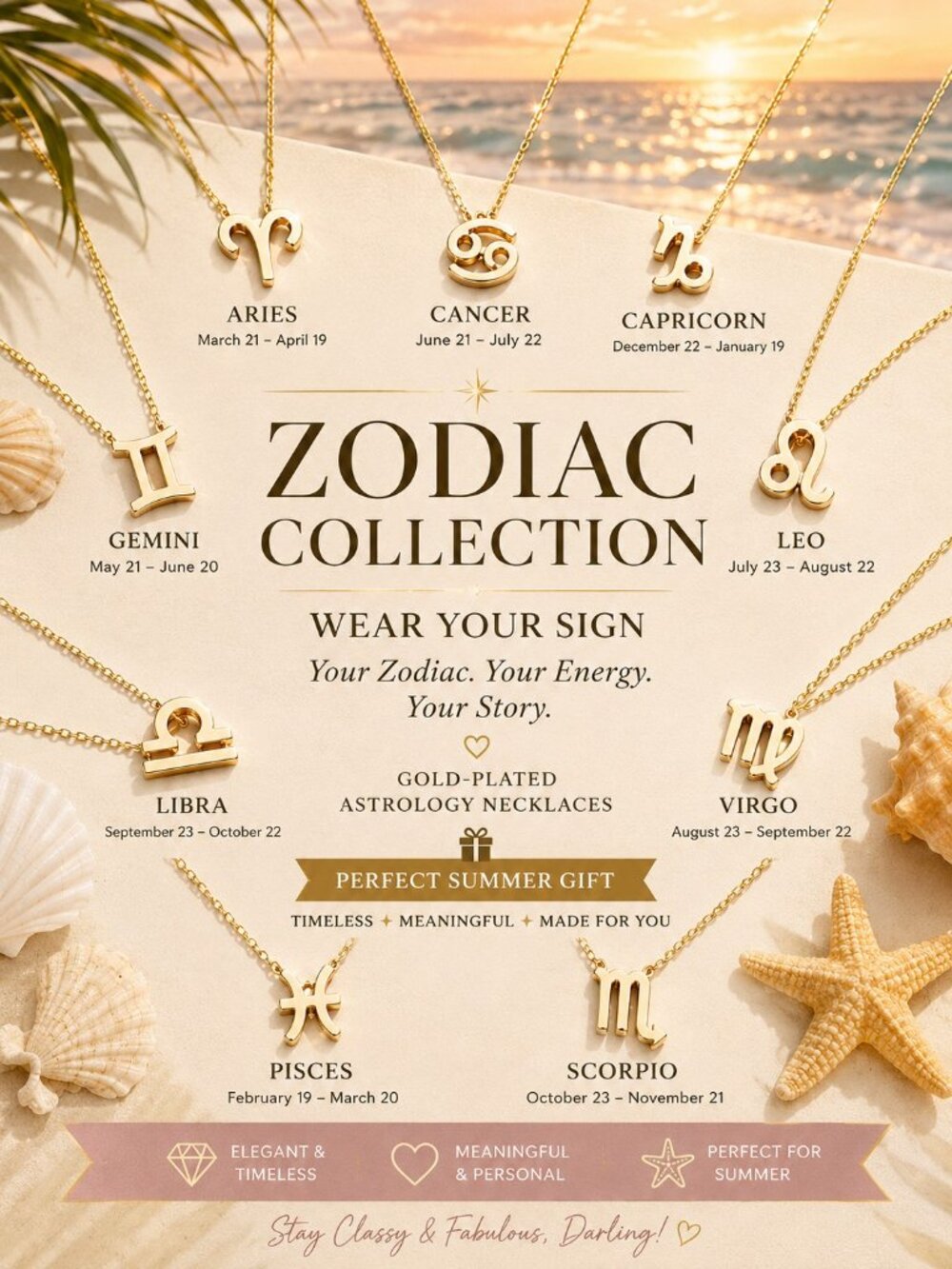 Gold Zodiac Necklace Collection | Personalized Astrology Jewelry Gifts for Her